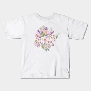 Watercolor garden peonies floral hand paint Kids T-Shirt